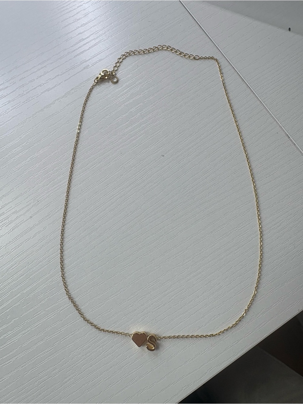 Gold Initial 'S' Heart Necklace
